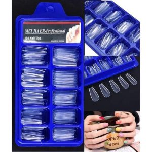 MEI JIA ER 100 PIÈCES PROFESSIONNEL FAUX ONGLES LONGUE NAIL ART BALLERINE DEMI FRANÇAIS ACRYLIQUE ONGLES TRANSPARENT