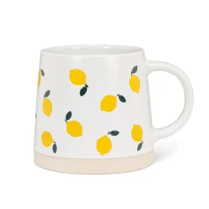 Tasse en grès beige avec motif de citrons 414 ml