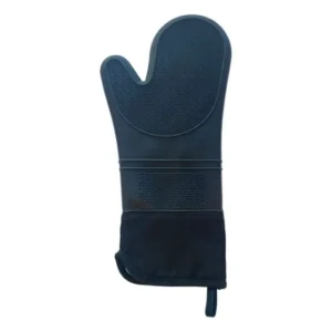 Mitaine de four longue en silicone avec manchette noire 38 cm