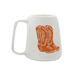 Tasse en céramique botte de Cowboy orange 590 ml