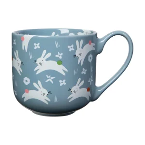 Tasse en grès bleue avec lapins sautants 502 ml - Danica