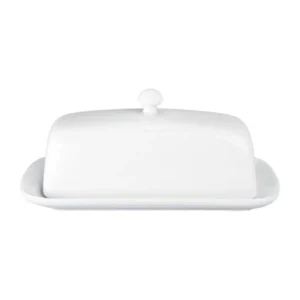 Beurrier en porcelaine avec couvercle blanc – BIA