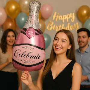 Ballon anniversaire / Bouteille de champagne