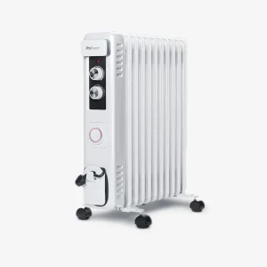 2500W Compact Oil Filled Radiator with 11 Fins and Thermostat Control - White