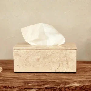 Boîte à mouchoirs en marbre crème - Crusoë