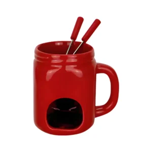 Ensemble à fondue en pot masson rouge