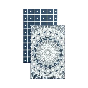 Ensemble de 2 linges à vaisselle Les Raffinés bleu marine - Solem