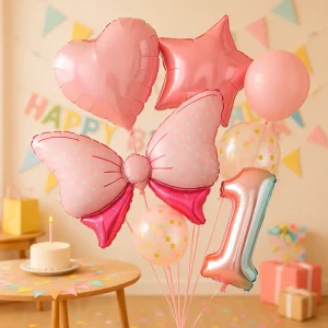 Ballon Anniversaire / Chiffre Multicolor / Boucle