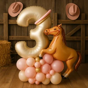 Ballon Anniversaire / chiffre / Cheval Beige