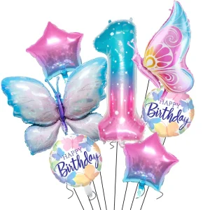 Ballon Anniversaire / papillon multicolor
