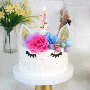 Bougie anniversaire / licorne paillettes multicolores
