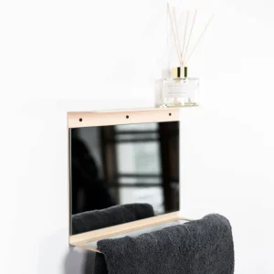 Porte-serviettes avec miroir, Porte-serviettes (beige ; rustique)