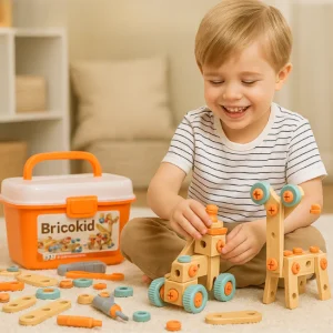 Jeu de Construction Enfant Bricokid™ – Kit de Bricolage Montessori avec Perceuse Électrique (123 ou 122 pièces)