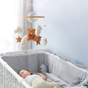 Mobile Bebe Ourson Doux en Laine d'Agneau pour un Sommeil Serein